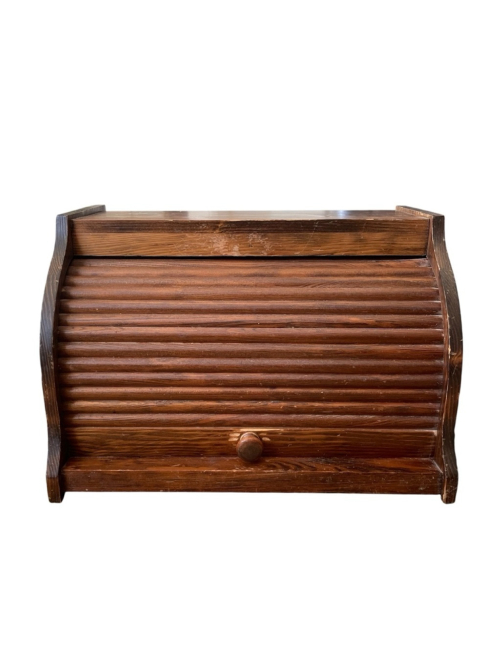 Vintage Handmade Amish Wooden Roll Top Bread Box